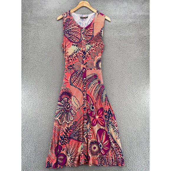 Tommy Bahama Dresses & Skirts - Tommy Bahama Dress Womens Medium Coral Multi Dot Floral Shirt Tank Midi Stretch